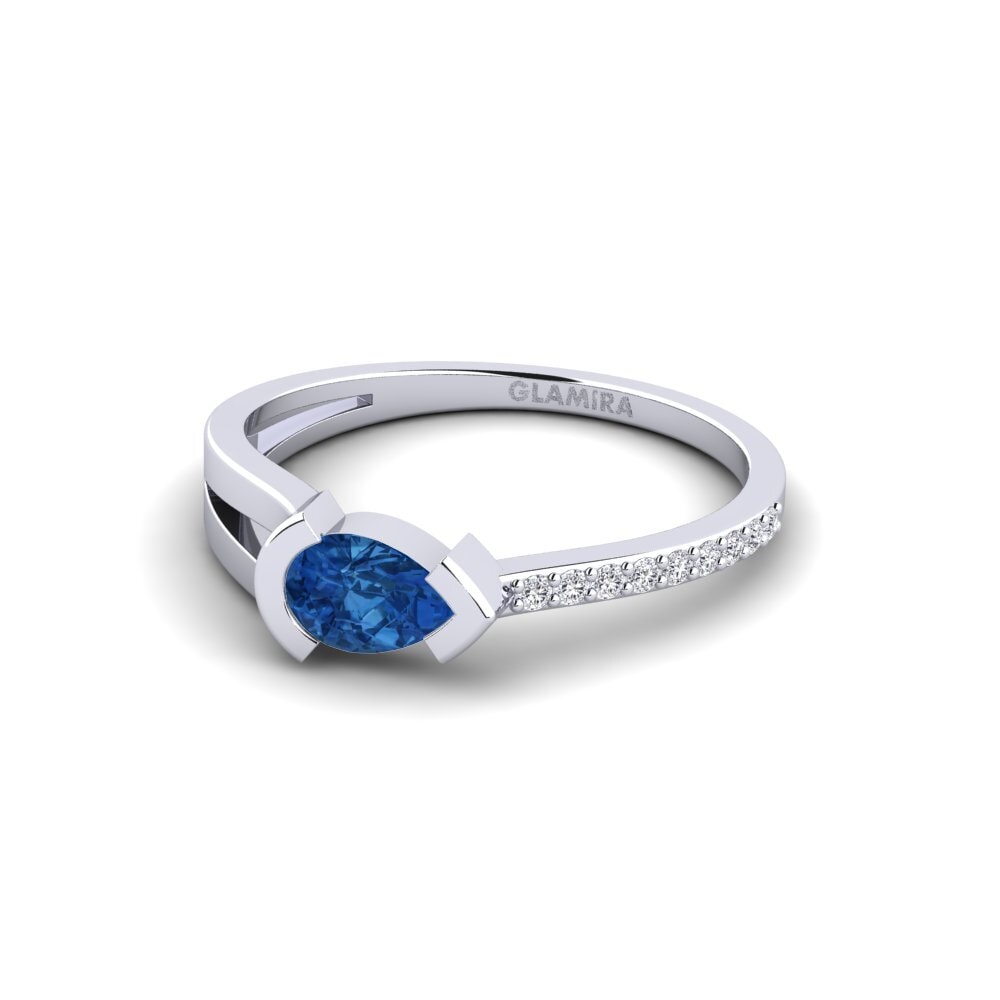 Zircônia azul escuro Anel Pehme