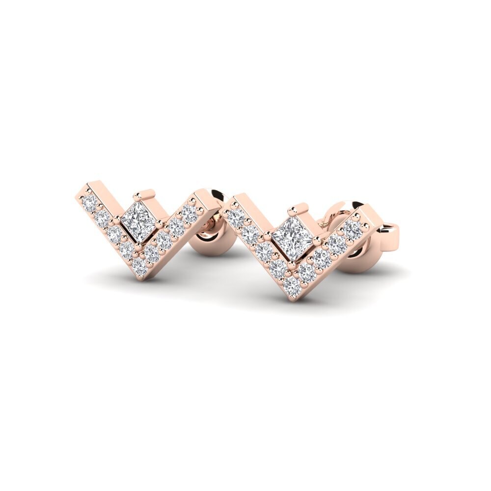 14k Oro Rosa Princesa Pendiente de mujer Purchaser