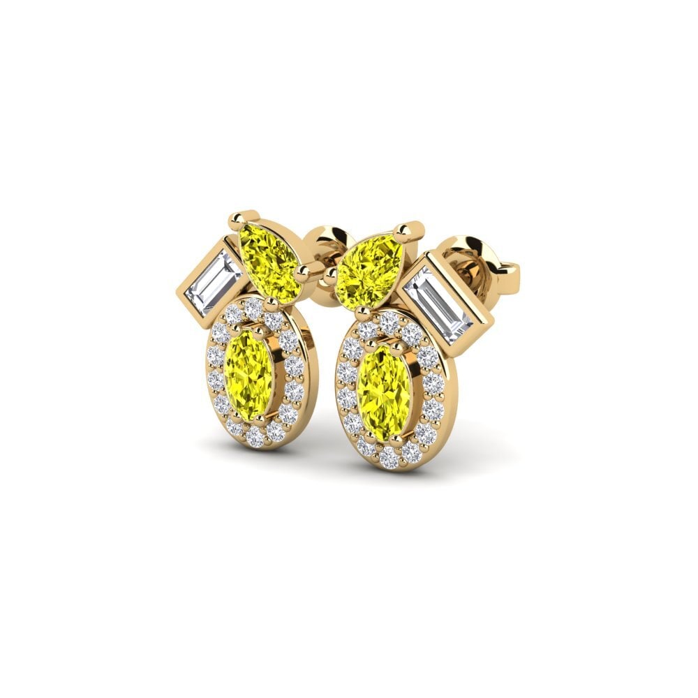 14k Yellow Gold Yellow Diamond Women's Earring Reconstruct