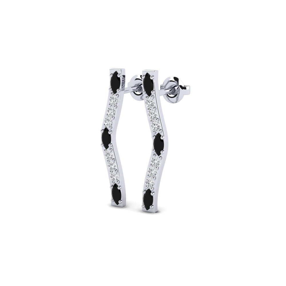 White Silver Black Diamond Women's Earring Regulate