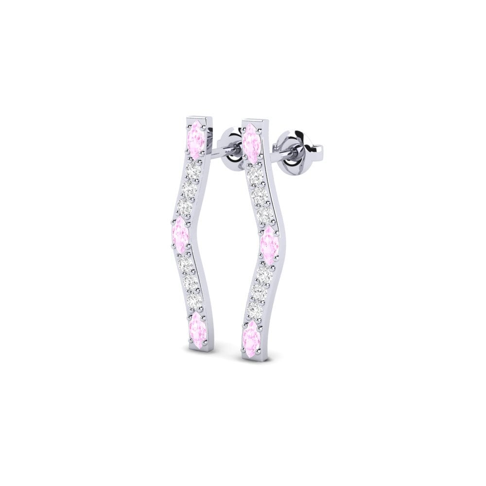 18k White Gold Pink Sapphire Women's Earring Regulate