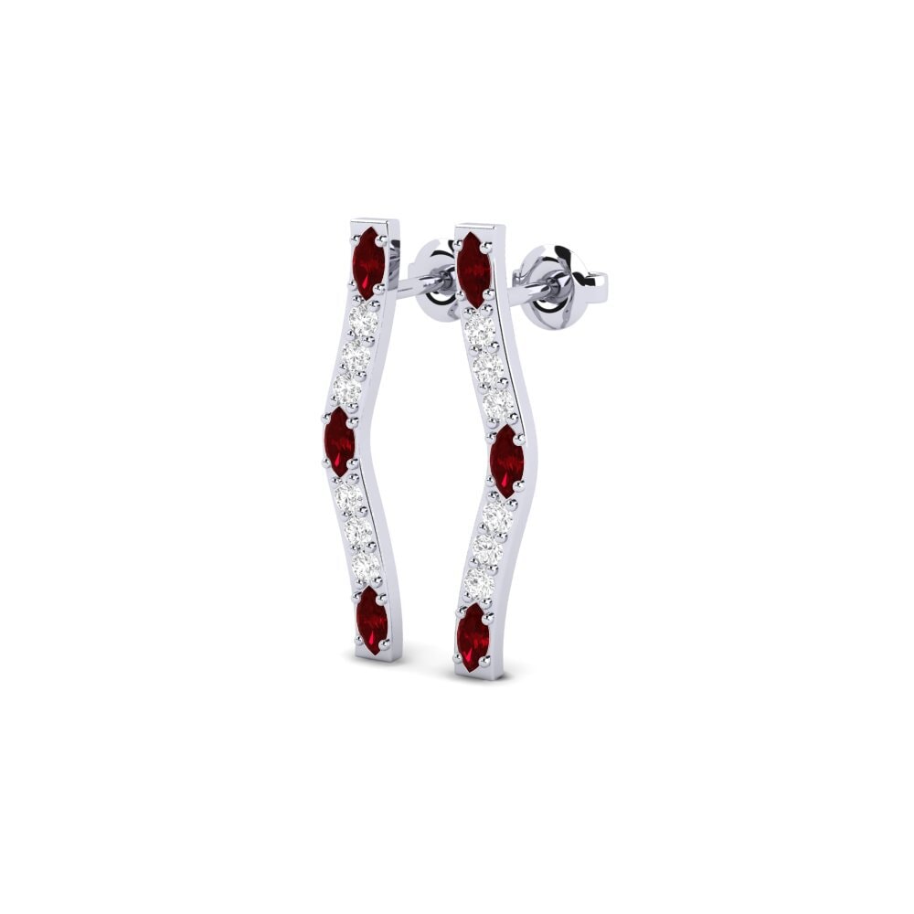 9k White Gold Red Zirconia Women's Earring Regulate