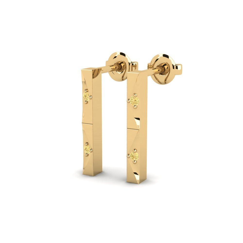 14k Yellow Gold Yellow Diamond Women's Earring Restricted