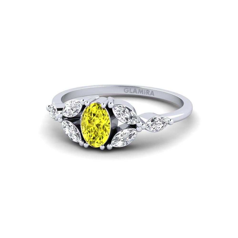 Diamante Amarelo Anel de Noivado Rozowy