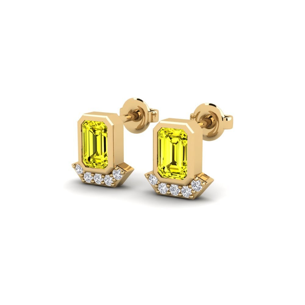14k Yellow Gold Yellow Diamond Women's Earring Security