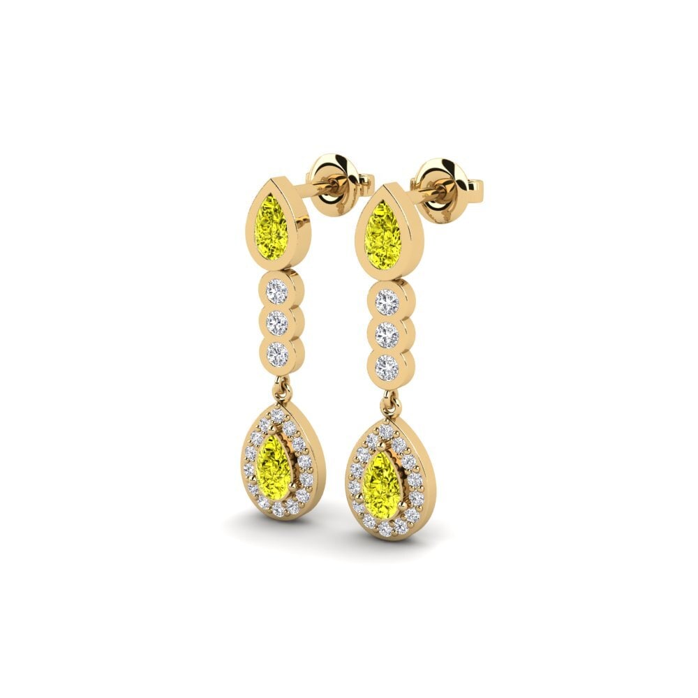 14k Yellow Gold Yellow Diamond Women's Earring Tomares