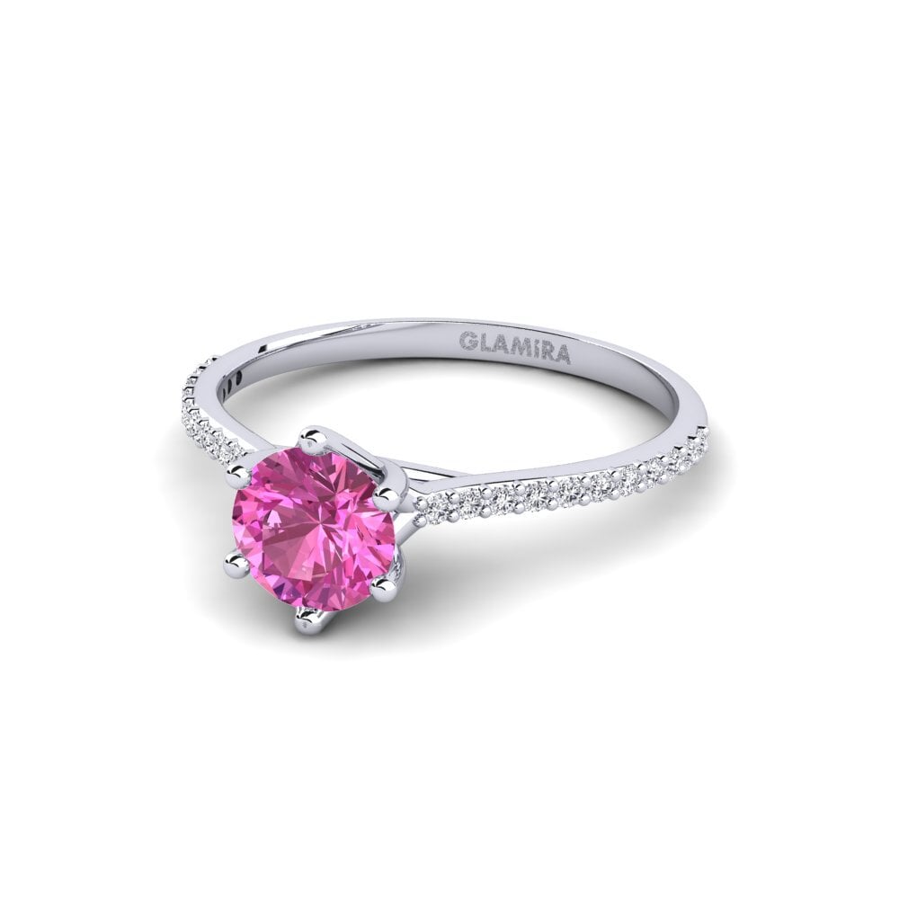 9ct White Gold Pink Topaz Engagement Ring Villeparis