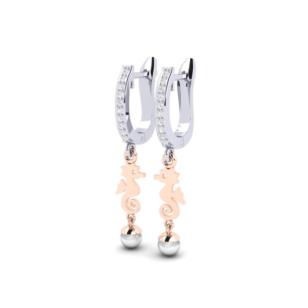 9ct White & Rose Gold White sapphire Women's Earring Bakerer