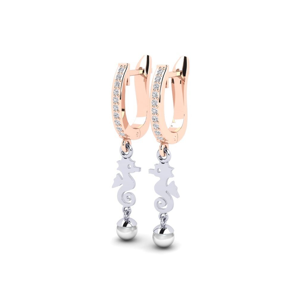 9ct Rose & White Gold Lab Grown Diamond Women's Earring Bakerer