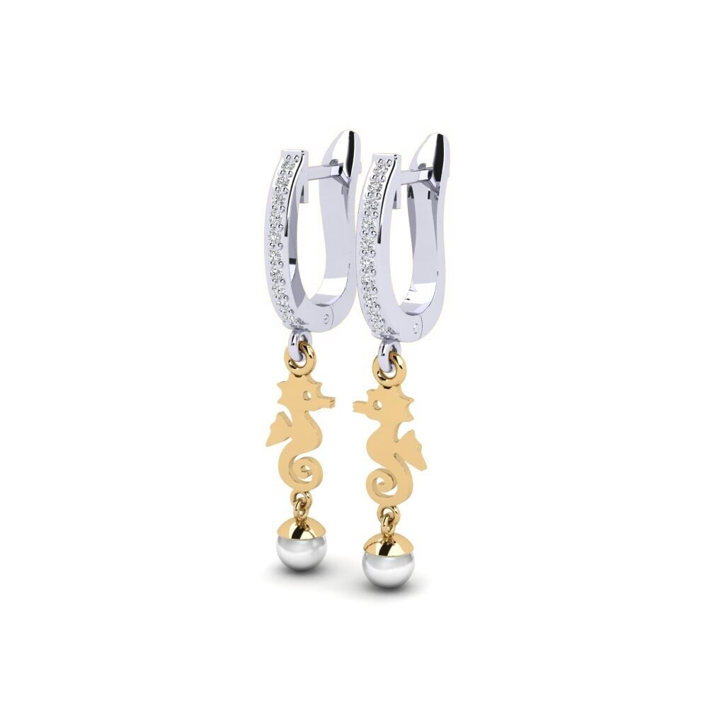 18ct White & Yellow Gold Lab Grown Diamond Women's Earring Bakerer