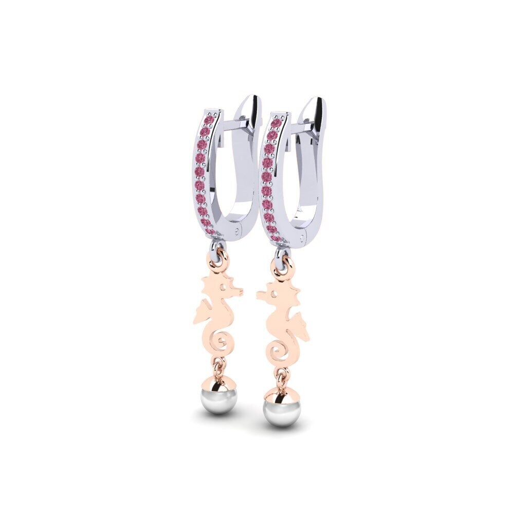 9ct White & Rose Gold Rhodolite Garnet Women's Earring Bakerer
