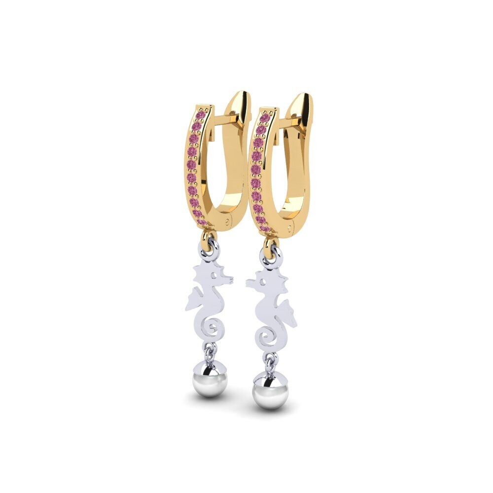 9ct Yellow & White Gold Rhodolite Garnet Women's Earring Bakerer