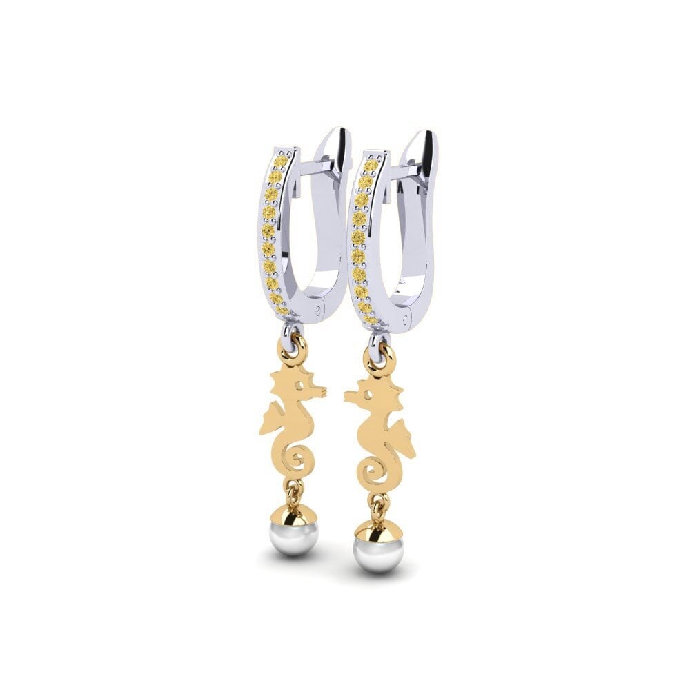 18ct White & Yellow Gold Yellow Diamond Women's Earring Bakerer