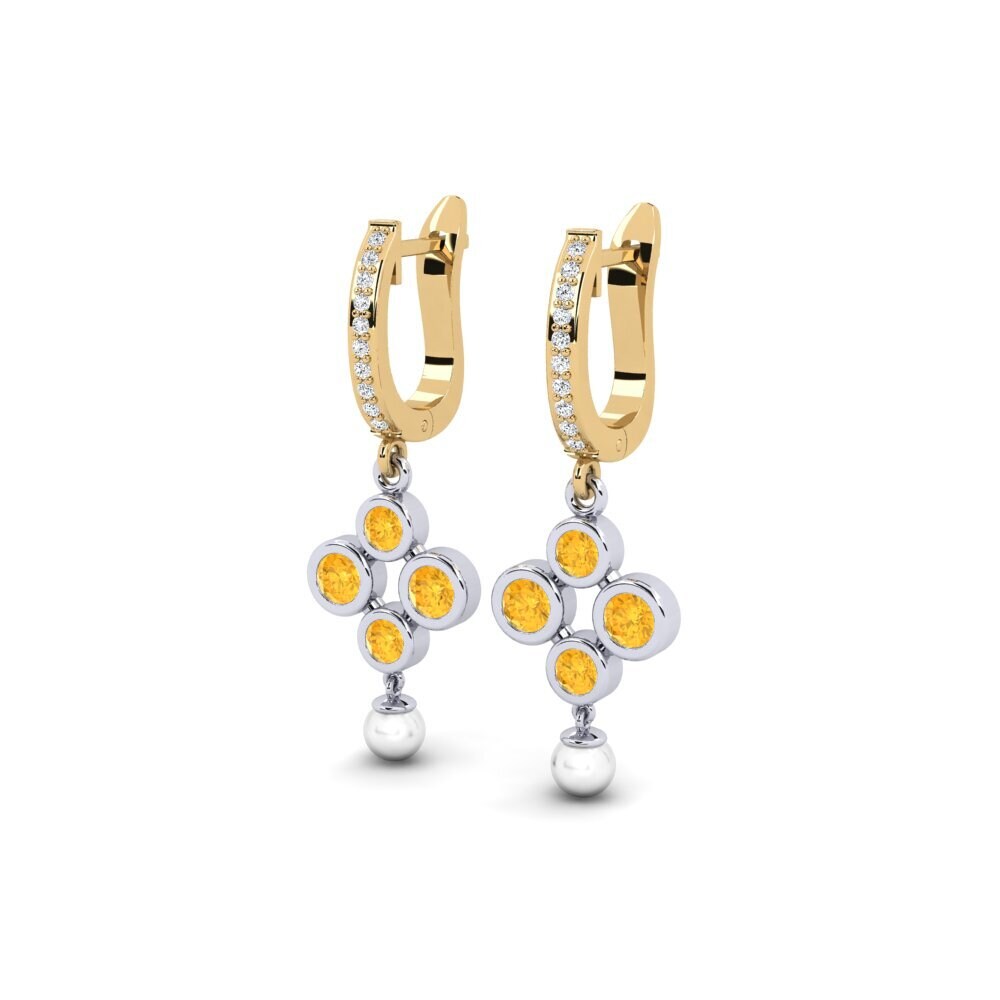9ct Yellow & White Gold Citrine Women's Earring Bandless