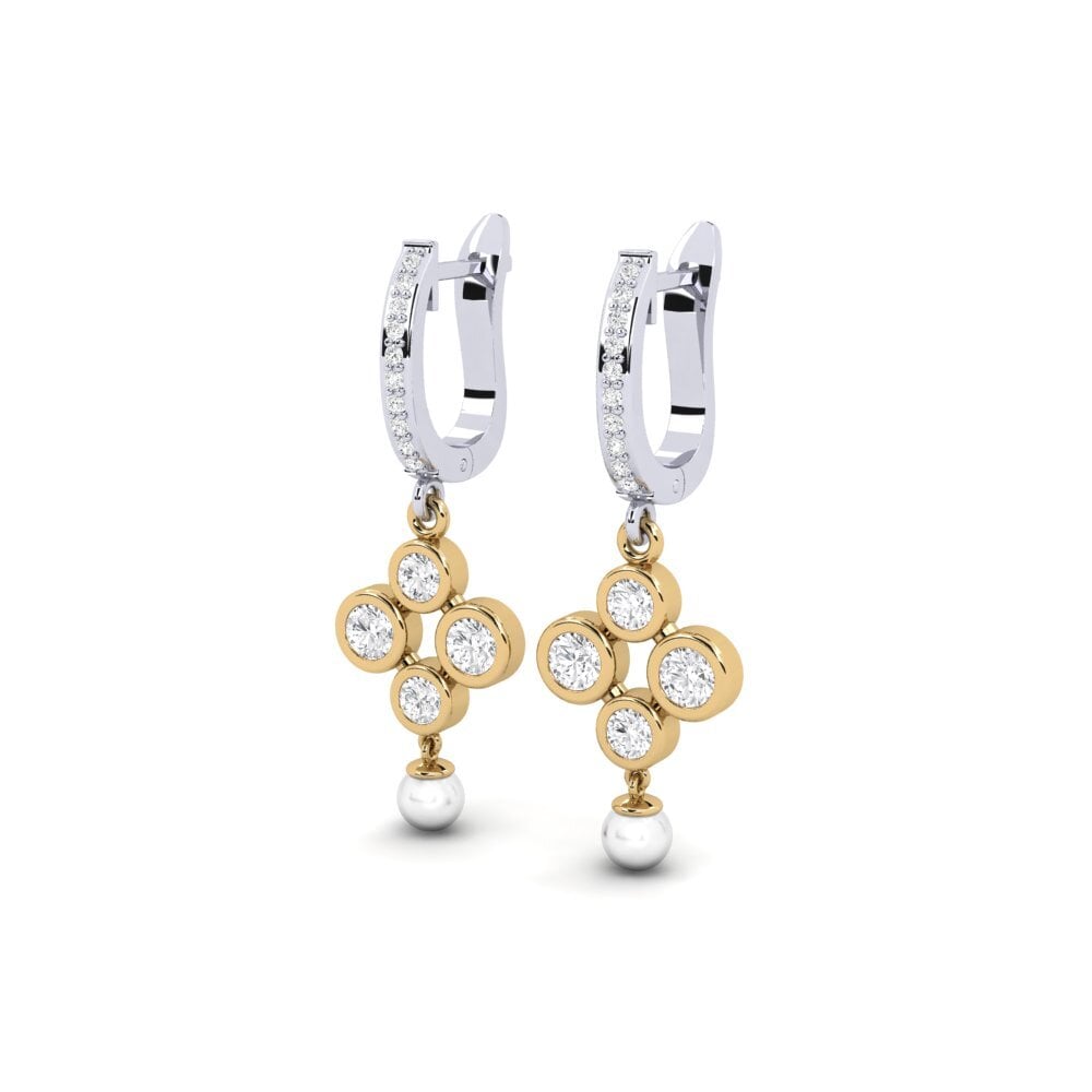 9ct White & Yellow Gold White sapphire Women's Earring Bandless