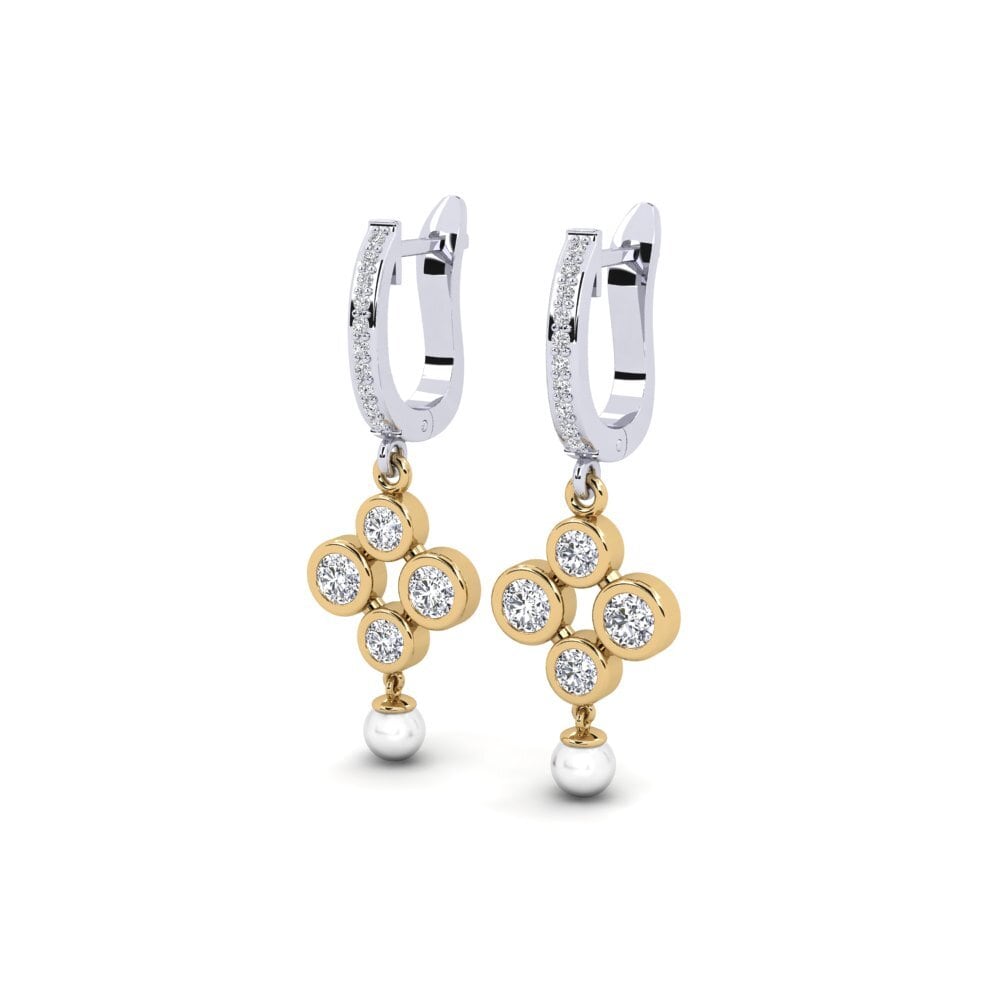 18ct White & Yellow Gold Lab Grown Diamond Women's Earring Bandless