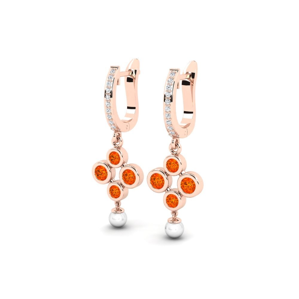 14ct Rose Gold Orange Sapphire Women's Earring Bandless