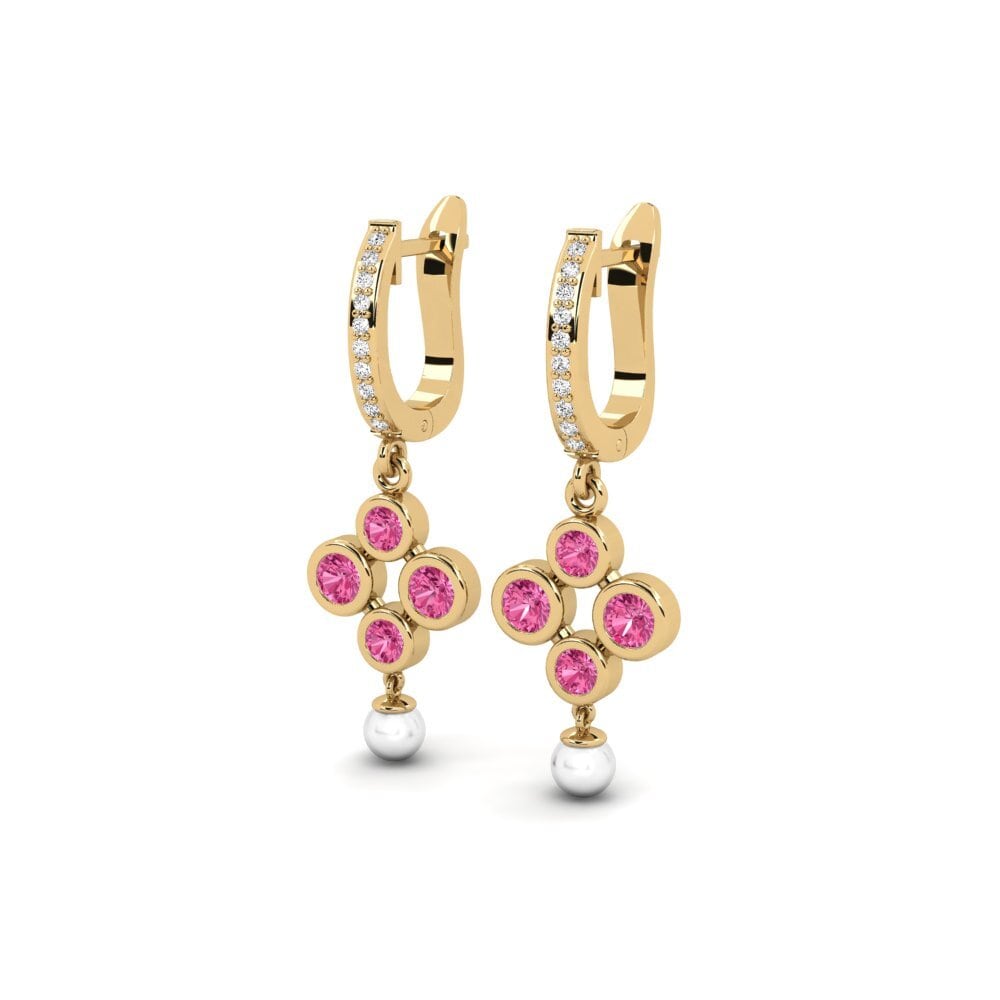 Turmalina rosa Pendiente de mujer Bandless