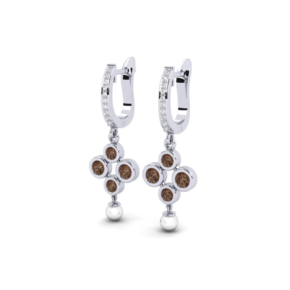 Plata 925 Cuarzo humo Pendiente de mujer Bandless