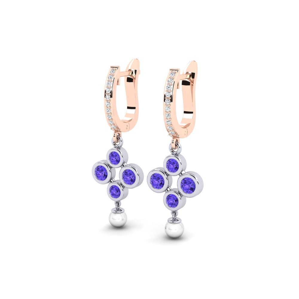 14ct Rose & White Gold Tanzanite Women's Earring Bandless