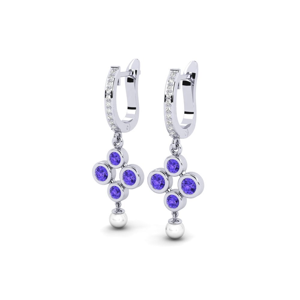 Plata 925 Tanzanita Pendiente de mujer Bandless