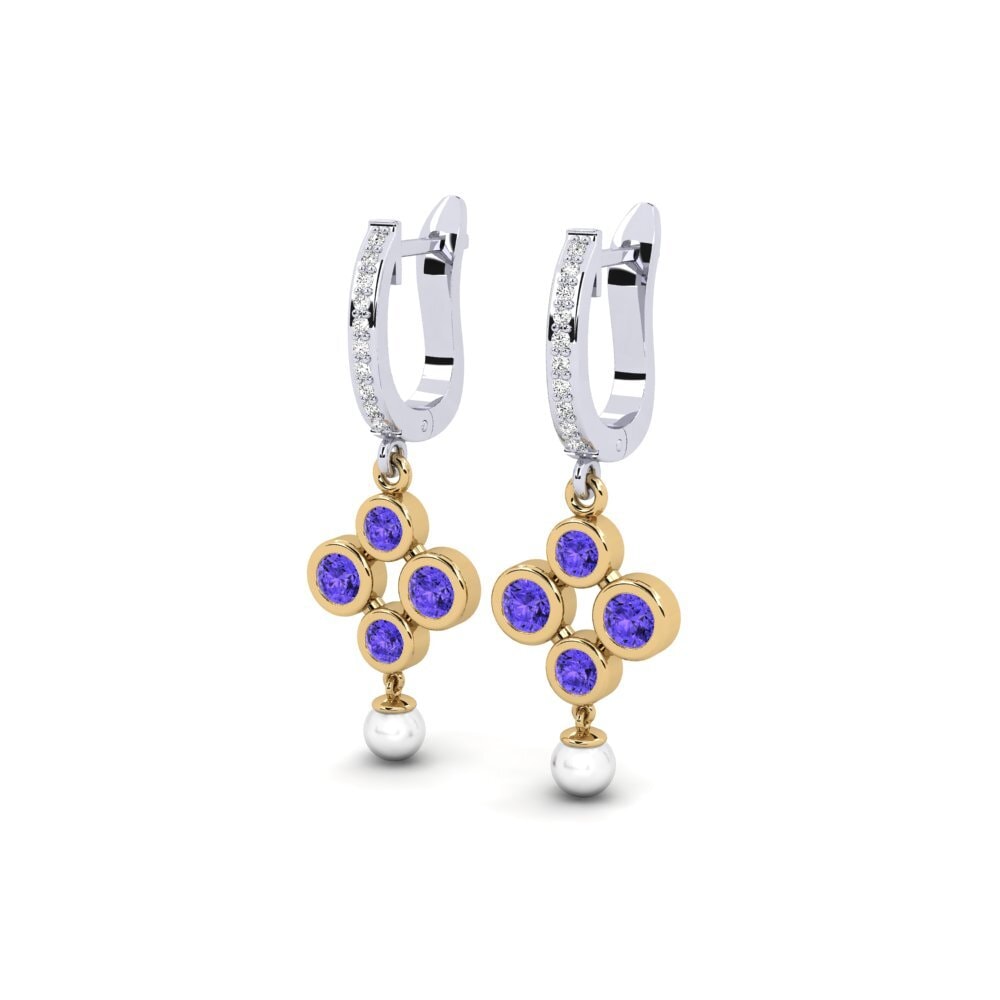 14ct White & Yellow Gold Tanzanite Women's Earring Bandless