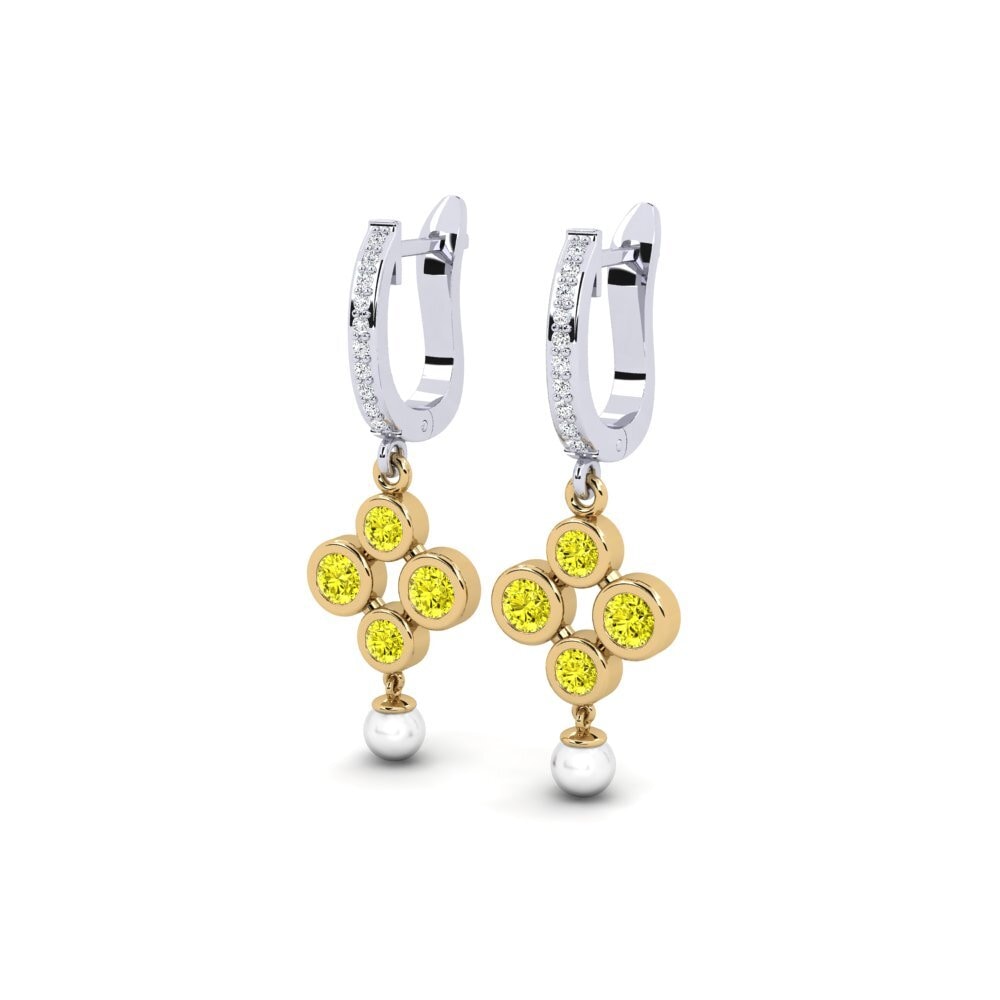 18ct White & Yellow Gold Yellow Diamond Women's Earring Bandless