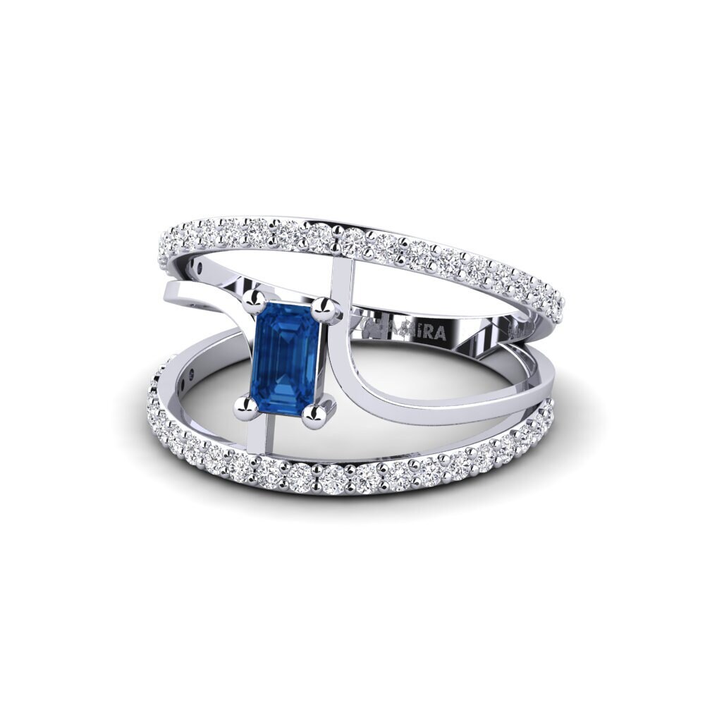 Zircônia azul escuro Anel Bourges