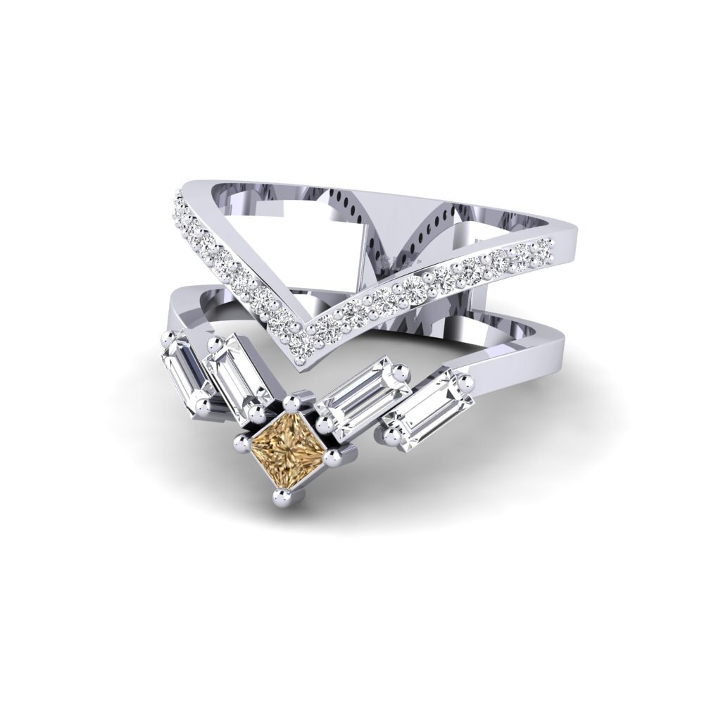 Diamante Castanho Anel Rouen