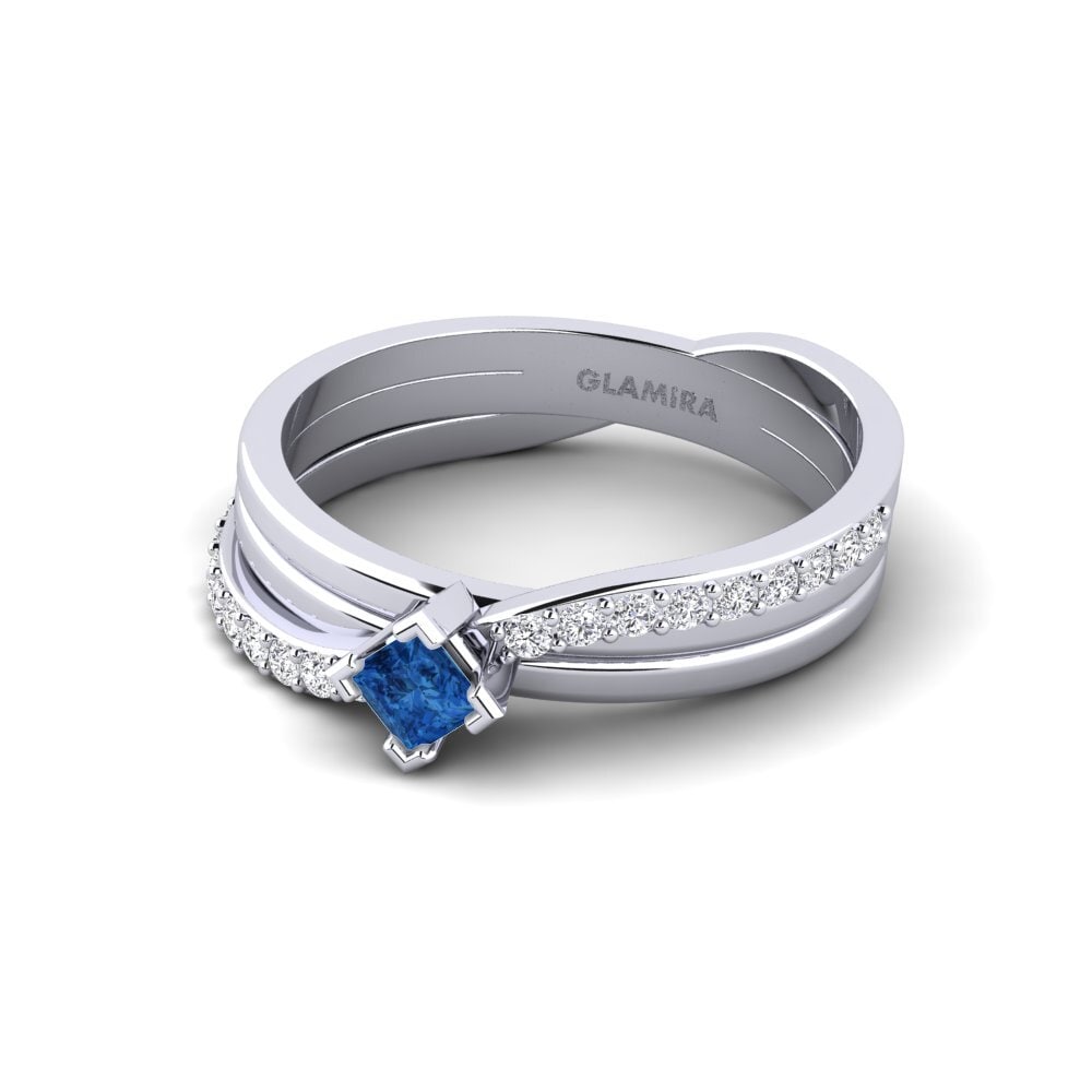 Zircônia azul escuro Anel Senart