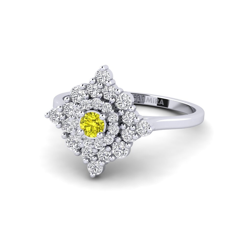 Diamante Amarelo Anel de Noivado Somme