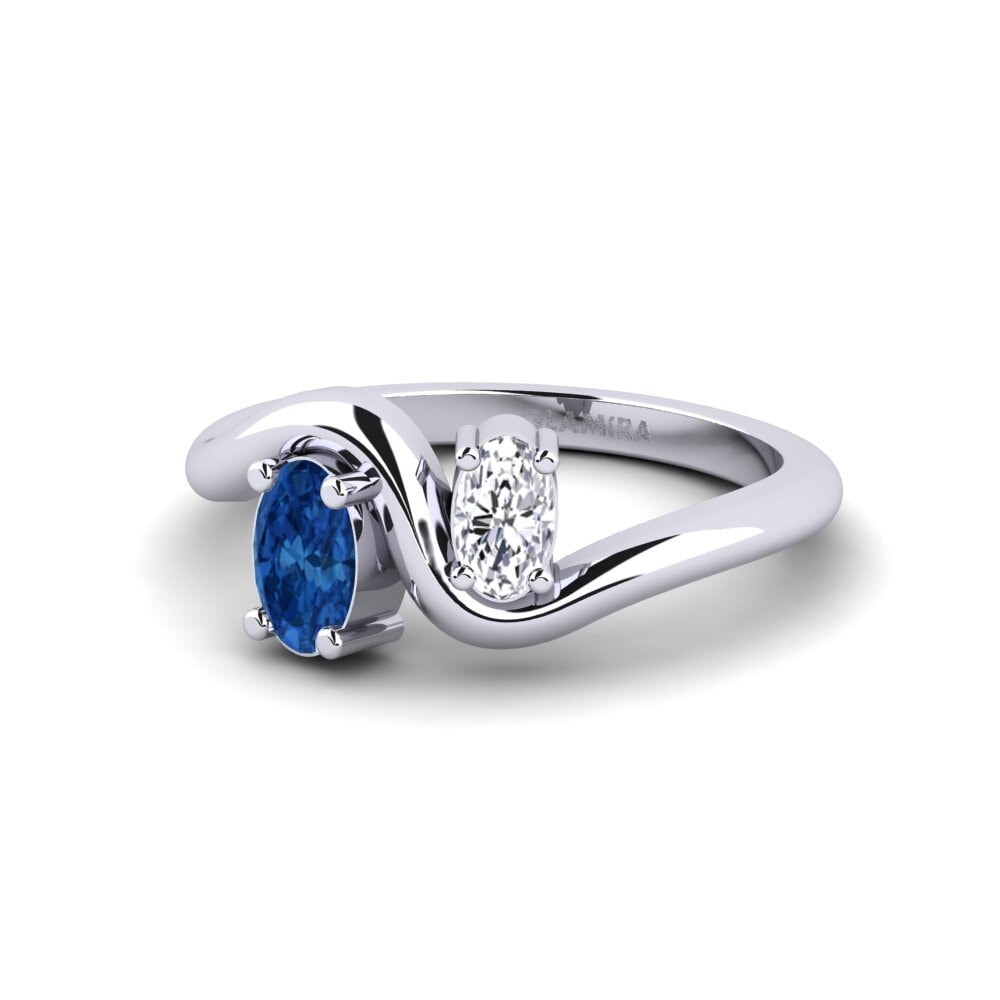 Zircônia azul escuro Anel Sujuv