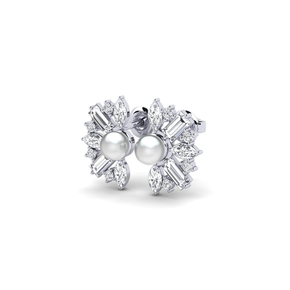 White Silver Diamond Women's Earring Trouville