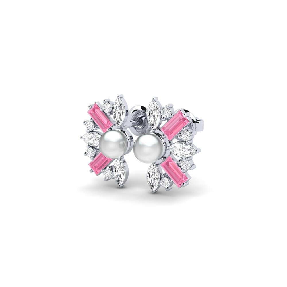 18k White Gold Pink Sapphire Women's Earring Trouville