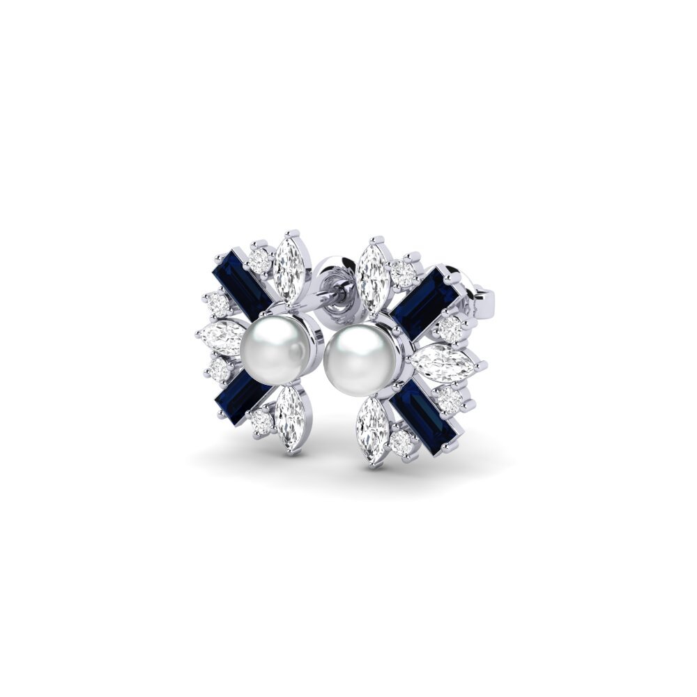 9k White Gold Sapphire Women's Earring Trouville