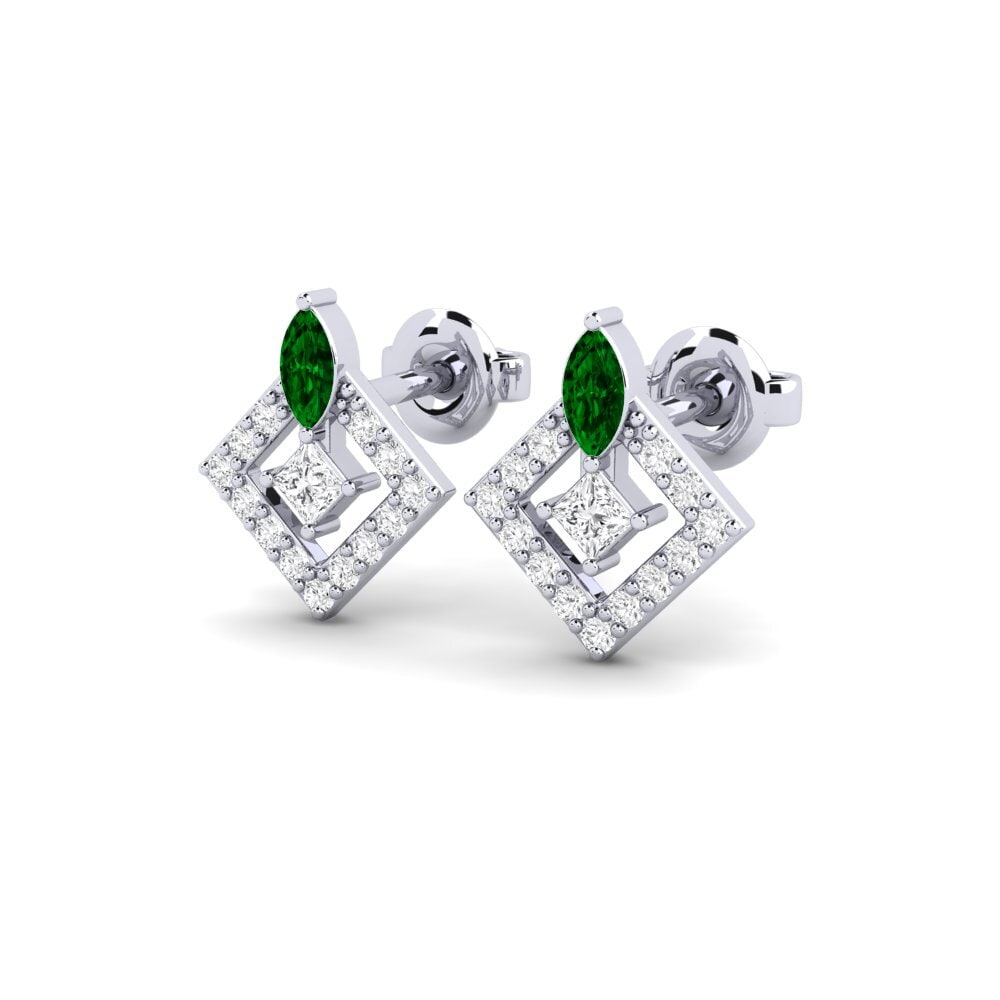 950 Palladium Green Zirconia Women's Earring Vannes