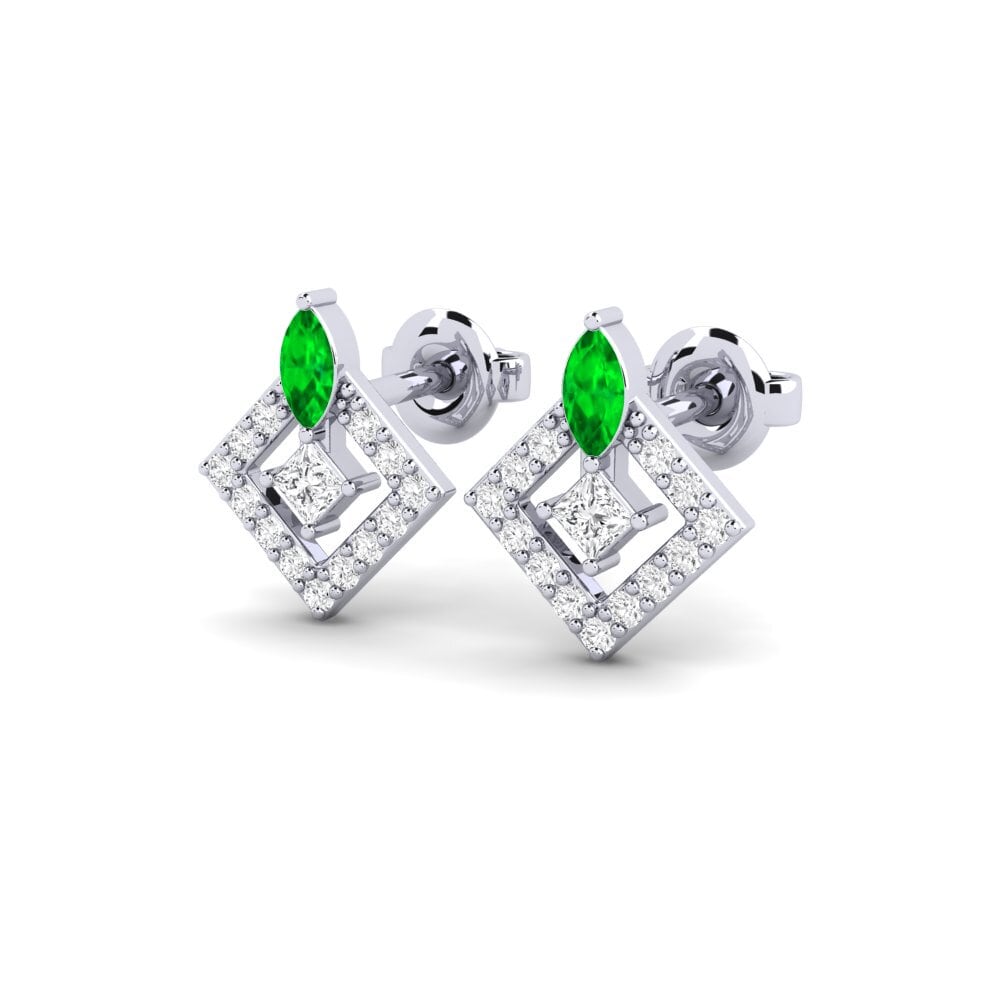 950 Palladium Emerald Women's Earring Vannes