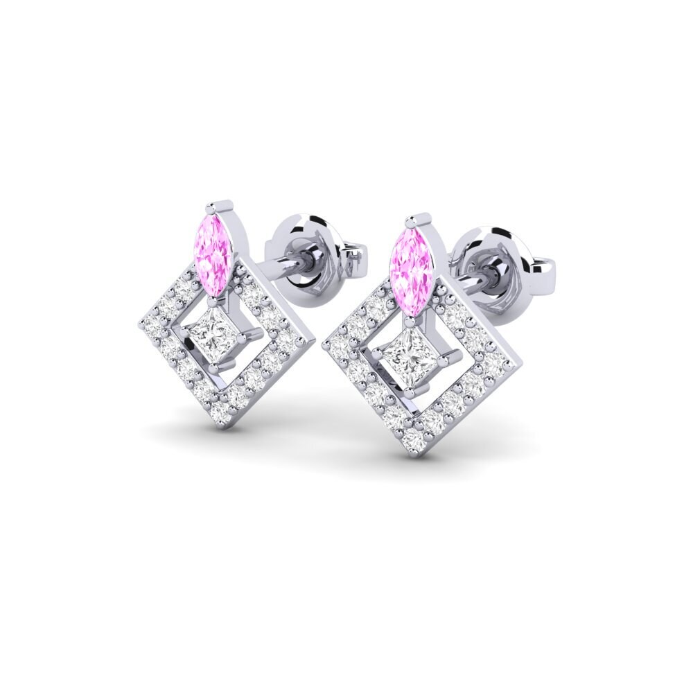 18k White Gold Pink Sapphire Women's Earring Vannes