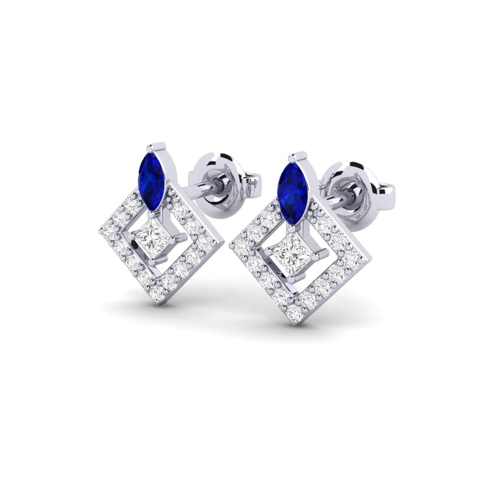 9k White Gold Sapphire Women's Earring Vannes
