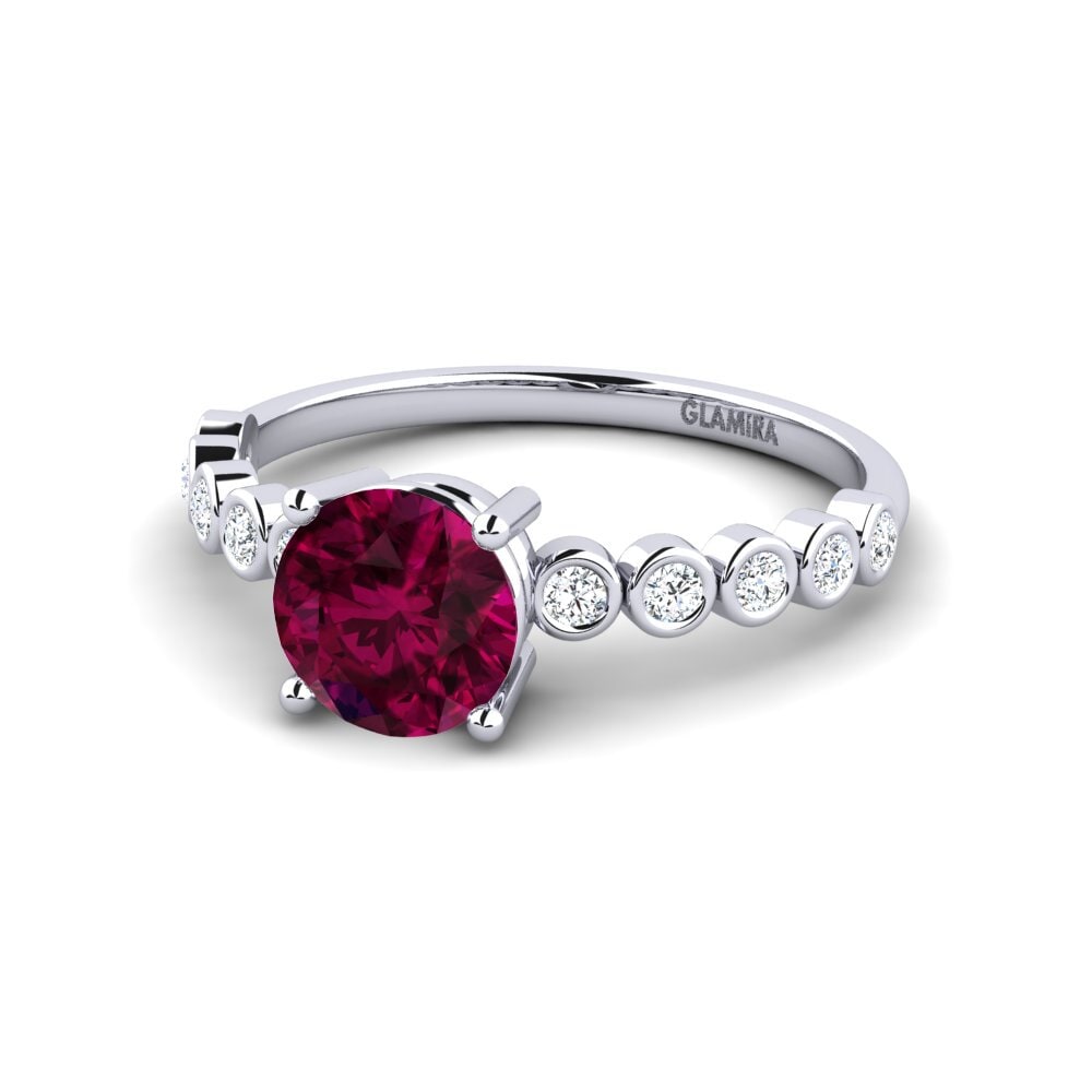 9ct White Gold Rhodolite Garnet Engagement Ring Cnytten