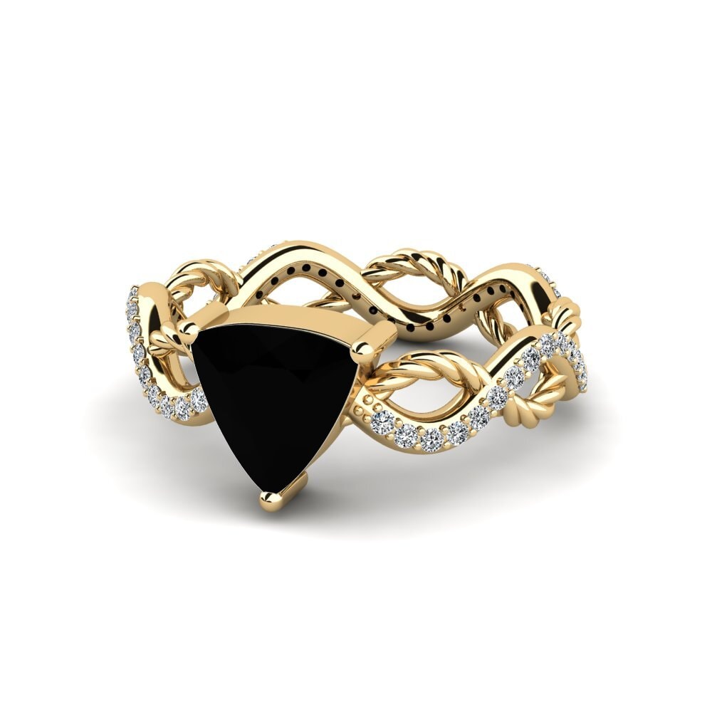 Trillion Black Sapphire Engagement Ring Creably