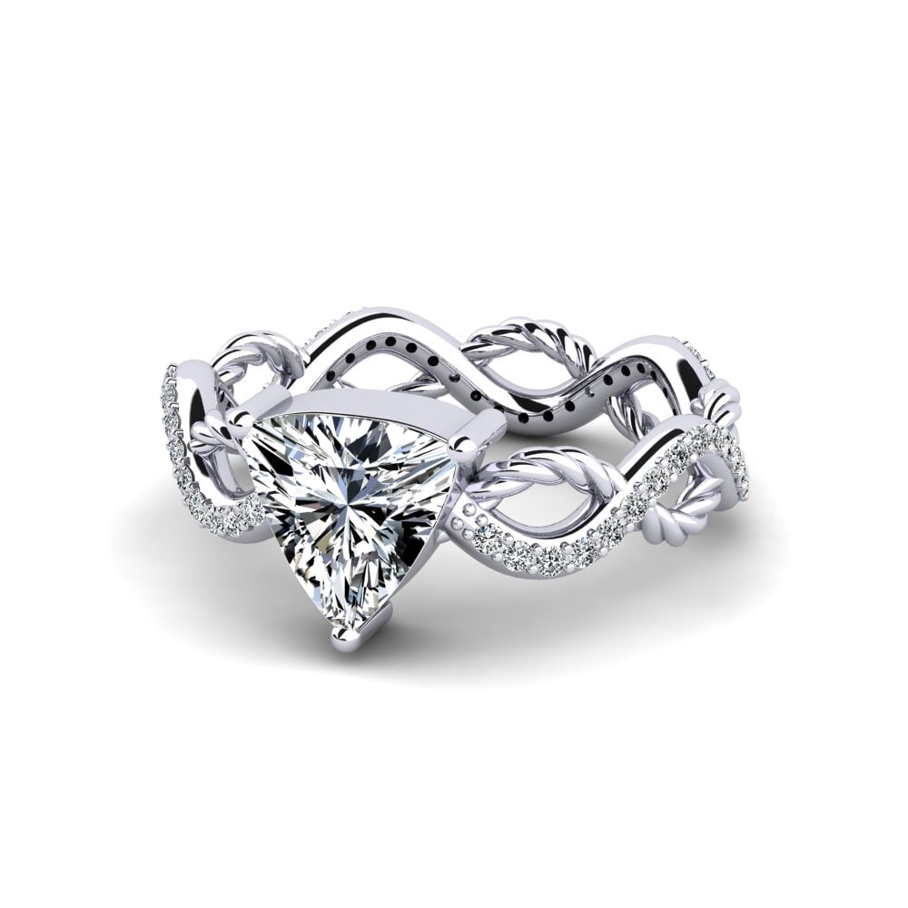 9ct White Gold Trillion Engagement Ring Creably