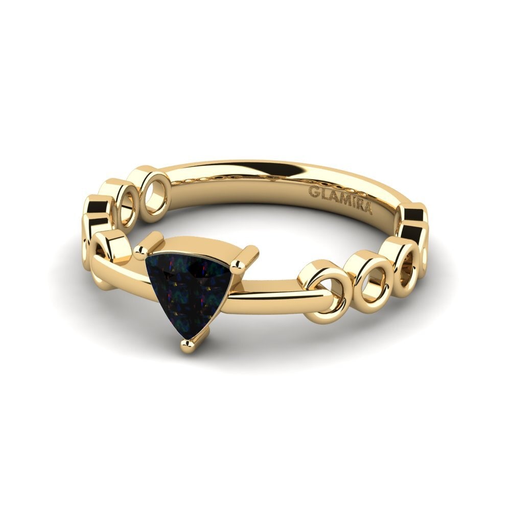 Trillion Black Opal Engagement Ring Gaque
