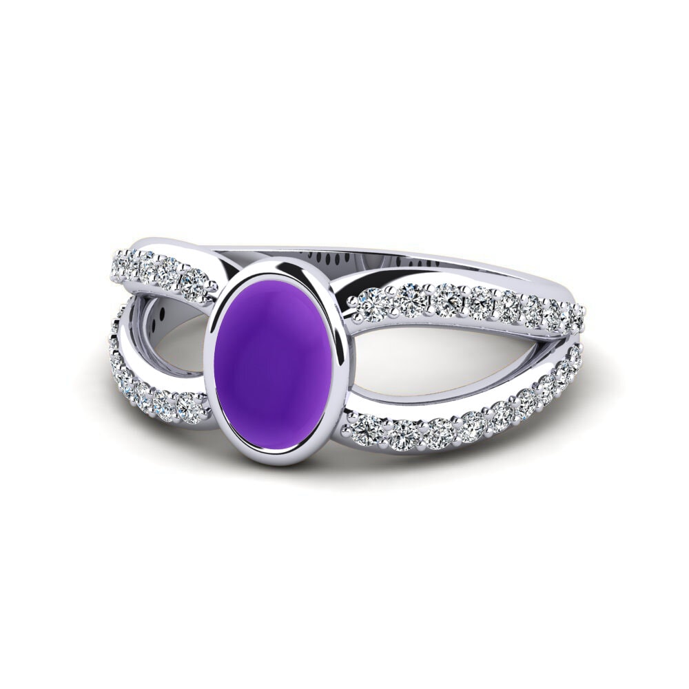 950 Palladium Cabochon Amethyst Ring Geseddo