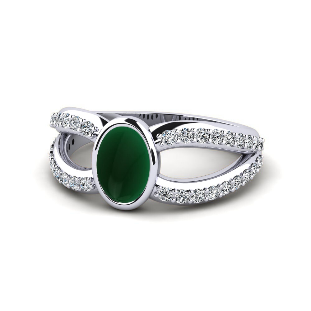 950 Palladium Cabochon Emerald Ring Geseddo