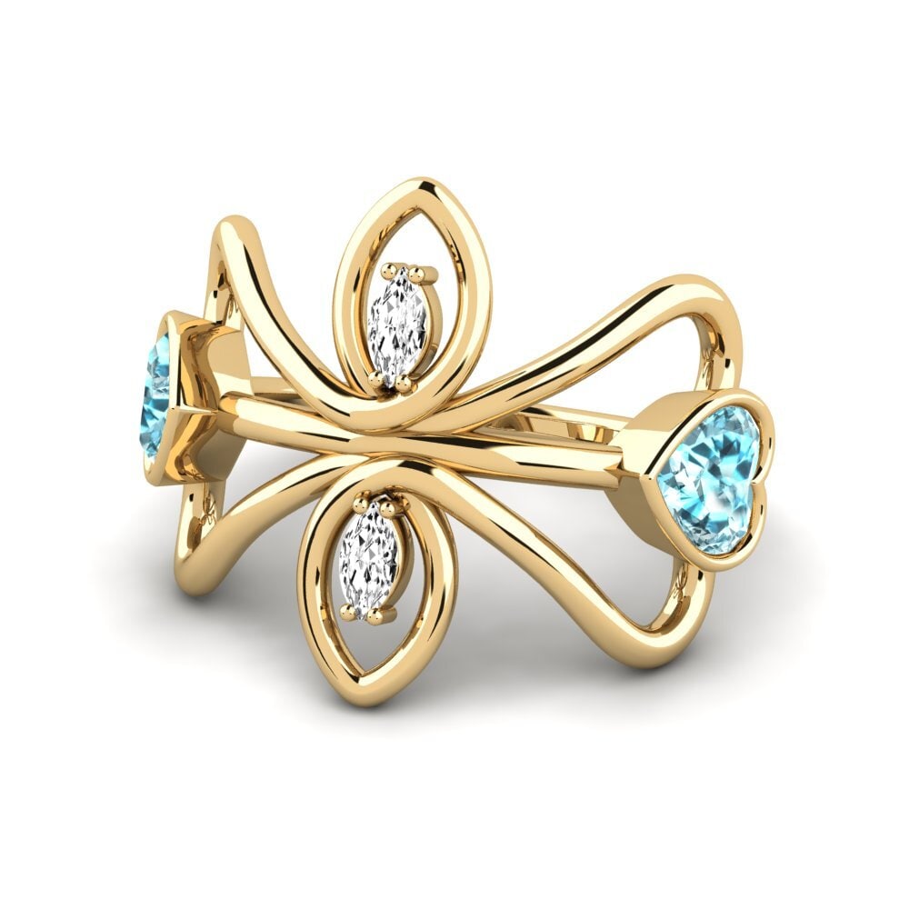 Corazón Circón Azul Anillo Leoca