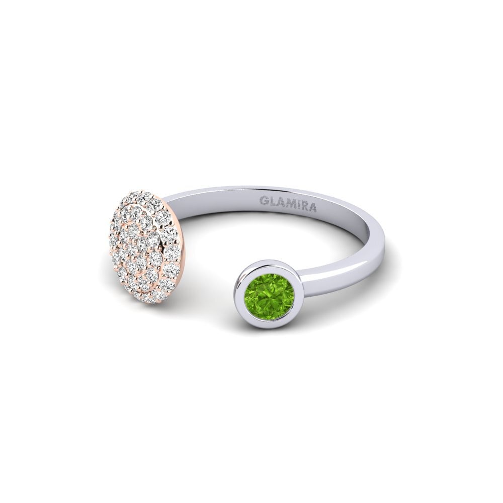 14k Oro Blanco & Rosa Peridoto SYLVIE Anillo Argentu