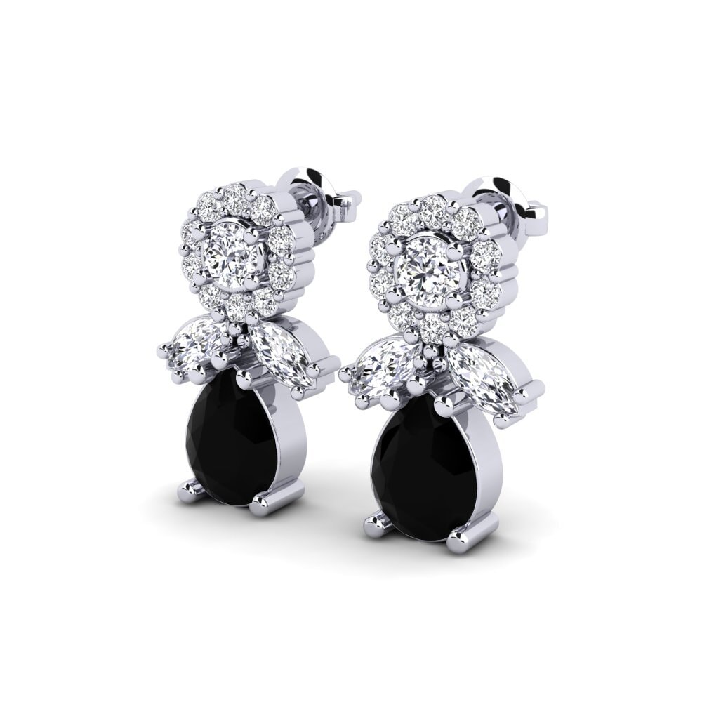 Saphir noir SYLVIE Boucles D'oreilles Srebro