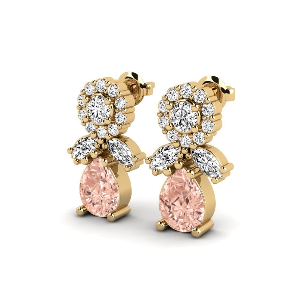 14k Oro Amarillo Morganita SYLVIE Pendientes Srebro