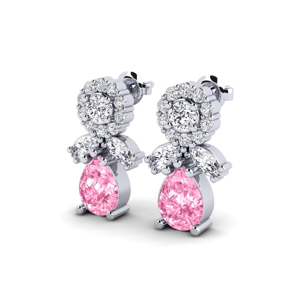 Saphir Rose SYLVIE Boucles D'oreilles Srebro